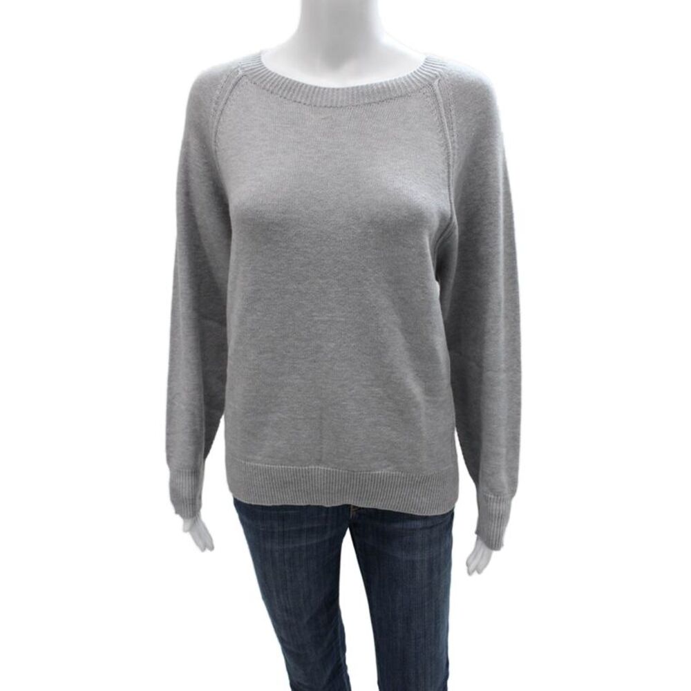 Renuar Women Pullover Sweater Gray Long Sleeve Round Neck 50% Acrylic Size M